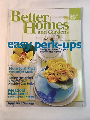 Better Homes and Gardens March 2010 Hearty & Fast/Meatloaf/Veggies in Flower Bed-image