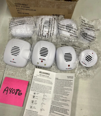 8 Pc Bell & Howell White Ultrasonic bug Pest Repeller Complete Home garage New-image