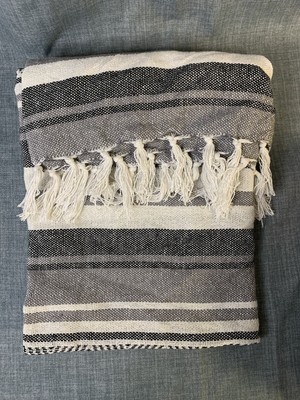 Farmhouse Woven Striped Throw Blanket with Fringe - Design Imports, 50