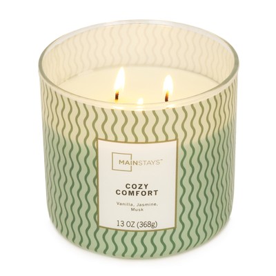 3 Pack，Mainstays 3-Wick Textured Wrap Cozy Comfort, 13-Ounce-image