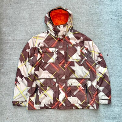 Vintage Y2K Oakley Battalion Patterned Hooded Snow Ski Jacket AOP Size XL-image