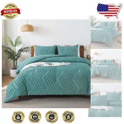 Modern Grayish Teal Twin Comforter; Cozy Bohemian 2-Piece Set for All Seasons-image