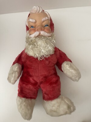 Vintage Rubber Face Plush Santa Claus 15” Wind Up NOT WORKING-image