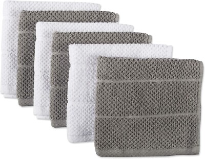 Gray Basic Assorted Chef Collection Terry Kitchen Towel, Dishcloth Set- 6 piece-image