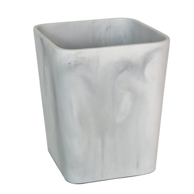 Better Homes & Gardens Faux Marble Wastebasket, White-image
