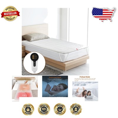 Cozy Heated Mattress Pad Twin Size with Body-Foot Temp Design & 12 Heat Settings-image