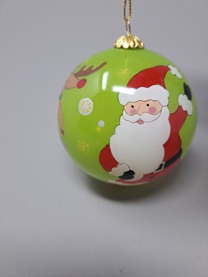 2007 PIER 1 IMPORTS LI BIEN Glass Christmas Ornament Santa Dancing Reindeer Box-image