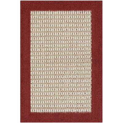 Mainstays Farmhouse Faux Sisal Olefin Red Border Indoor Accent Rug, 1'8