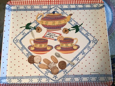 Carol Eldridge AFTERNOON TEA Tray 12.5” W X 10.5” Light Scratches Design Imports-image