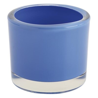 Design Imports Periwinkle Blue Heavy Duty Glass Candle Holder NEW-image