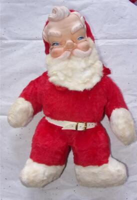 Vintage Stuffed Rubber Face SANTA CLAUS (GUND) Wind Up Music Box (Part Working)-image