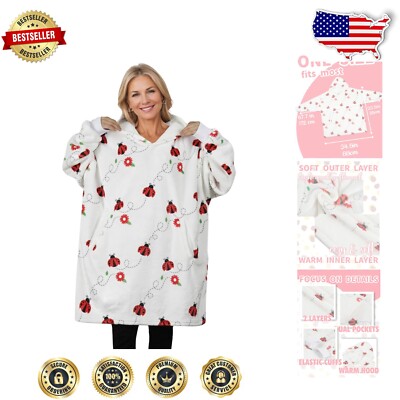 Adorable Lady Bug Blanket Hoodie Gift - Cozy Comfort for Women on Special Days-image