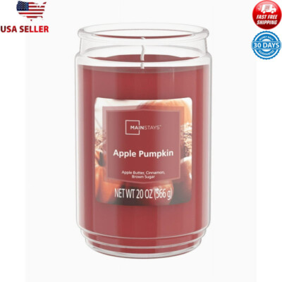 Large Glass Jar Apple Pumpkin Scented Candle 20oz New Clean Burn Long Lasting-image