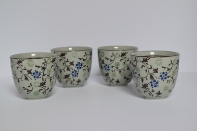 Pier 1 Tomoko Asian Floral & Bird Design Sake Tea Cups | Set of 4-image