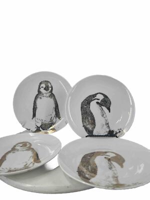 Pier 1 Imports Gold Penguin Bread Salad appetizer dessert plates 8 1/4