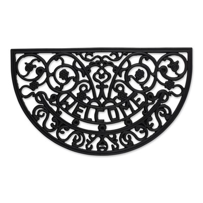 WELCOME SCROLL HALF MOON RUBBER DOORMAT-image