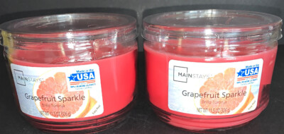 2 Mainstays GRAPEFRUIT SPARKLE 3 Wick Jar Candles 11.5 oz each / Free Shipping-image