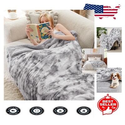 Warm & Fluffy Faux Fur Blanket Twin 60x80 for Couch, Travel, and Home Relaxation-image