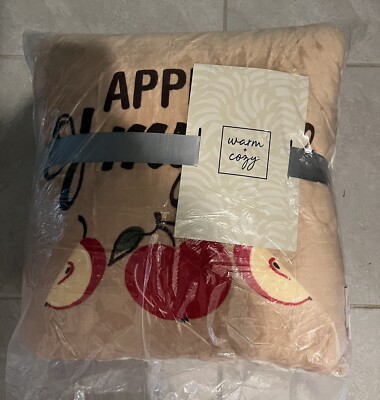 2 Pc Set of Throw Blanket & Pillow Plush Apple of my Eye by Warm & Cozy@-image