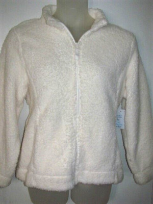 NWT $44 CROFT & BARROW  Cozy Creme Faux Sherpa FULL ZIP  Jacket  Womens XL  16-image