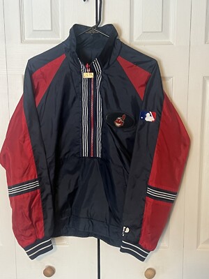 Vintage Official MLB Cleveland Indians Pullover Jacket / Wind Breaker Size M-image
