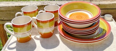 Valencia Hand Painted Stoneware Exclusively For Pier 1 Plates Bowls & Mugs-image