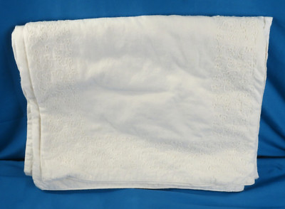 Vintage PIER 1-ONE White Cotton Table Runner EMBROIDERED TATTING LACE  13.5x85