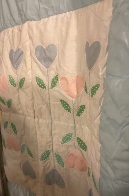 Nojo Baby’s  Soft Cozy Comforter  w/ Light Blue & White Hearts Blanket-image