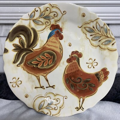 Ironstone Pier 1 Imports Dinner Plate, Gallo Pattern, Rooster/Chicken, 11-3/8