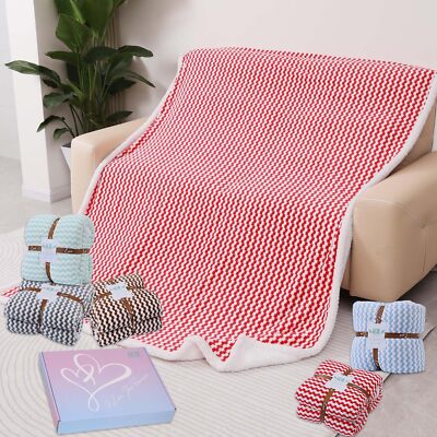 GCQC Sherpa Fleece Blanket, Checkered Grid Warmer Comfort Shaggy Soft Cozy Fuzzy-image