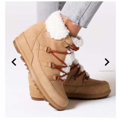 SOREL WOMEN'S EVIET COZY LACE BOOTIE. Size 9. MSRP $160-image