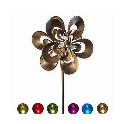 Solar Wind Spinner Magnolia Multi-Color Seasonal LED Lighting Solar Powered G...-image