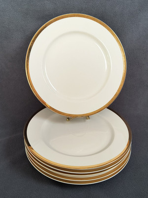 6 Pier 1 Gold Band Dinner Plates 11