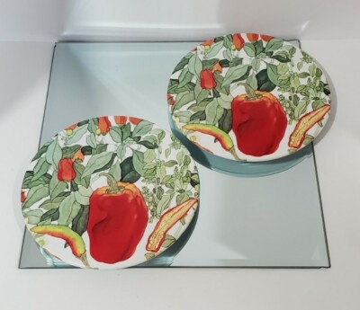 Design Imports Ltd. Italy Melamine Round 8” Capsicum Pepper Serving Plates-image