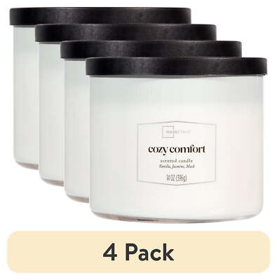 (4 pack)  3-Wick Textured Wrapped Cozy Comfort Scented Candle, 14 oz-image