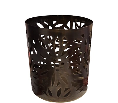 Candle Holder Pier 1 Import Bronze Metal  Flower Design Pillar Candle Holder-image