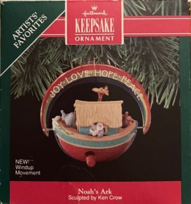 Hallmark Artists' Favorite Noah's Ark Wind Up Christmas Holiday Ornament 1991-image