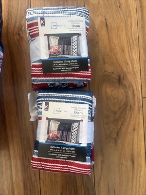 NEW Vintage Americana Patchwork Quilted King Shams Set Of 2-image