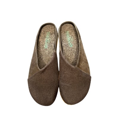 Stegmann Clogs Wool Felt Suede Basic Black Cozy Slip On Comfort Cork Heel Size 9-image