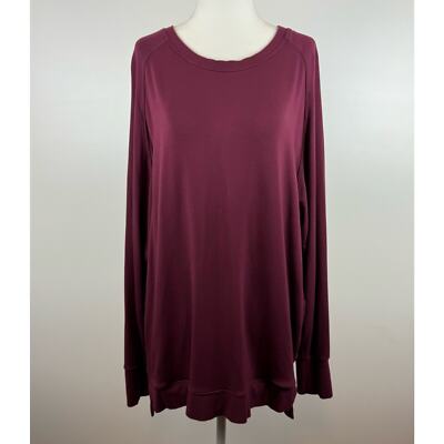 Tavi Noir Womens Raglan Sleeve Cozy Sweatshirt in Burgundy Garnet Sz M | Comfy-image