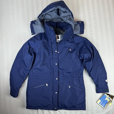 Vintage North Face Gore Tex Coat Women’s Medium Rain Jacket Blue Hooded Ski  USA-image