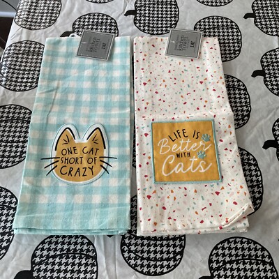 NWT Design Imports  Kitchen Towel Set Cats Kitten Kitty-image