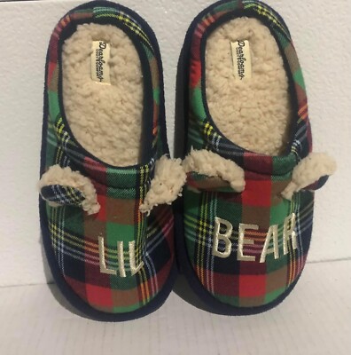 Dearfoams Cozy Comfort Memory Foam Fur Lil Bear Slippers Kids Size 2-3 New-image