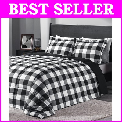 Elegant 3-Piece King Comforter Set - Lightweight Plaid Bedding for Modern Homes-image