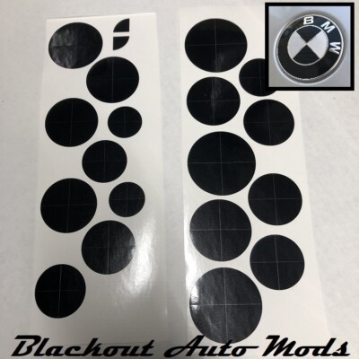 Gloss Black Vinyl BMW Emblem Overlay Decals Complete Kit Fits All Models-image