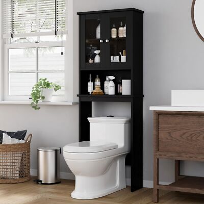 Over The Toilet Storage Cabinet Bathroom Shelf Organizer With Antitip Device Sma-image