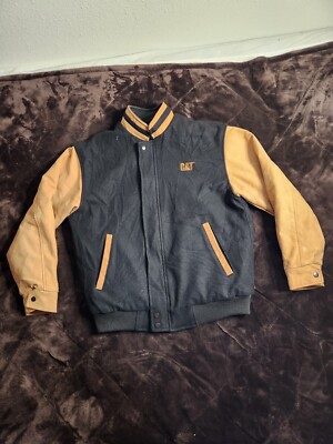 Vintage North End CAT Caterpillar Wool Varsity Jacket Mens Medium Quilted Lined-image