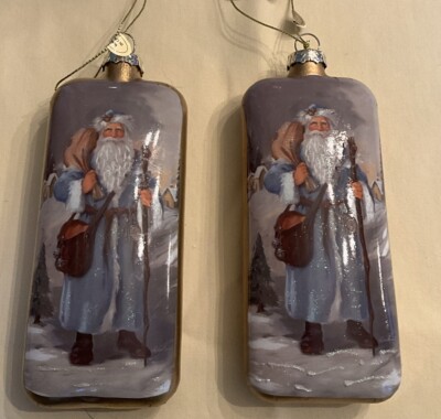 Glass  Santa Ornaments Brand New With Tags-image