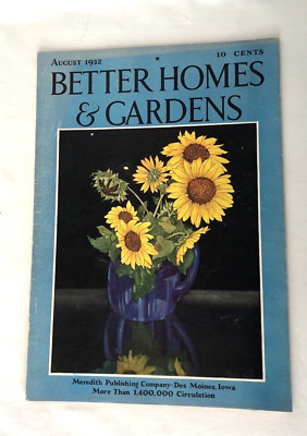 Vintage Better Homes and Gardens Magazine August 1932 Vase of Sunflowers Cover-image