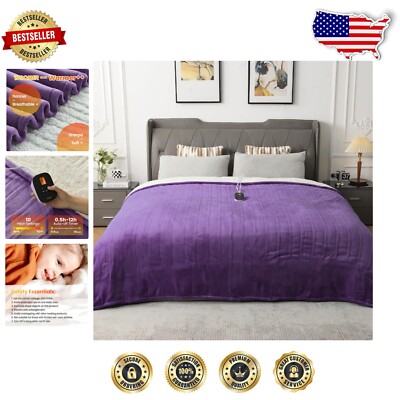 Modern Full Size Heated Blanket with 10 Settings - Cozy All-Season Comfort-image